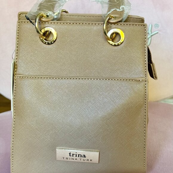 Trina Turk Mini Tote Crossbody Bag with Gold Hardware – New Khaki Color - Picture 2 of 8